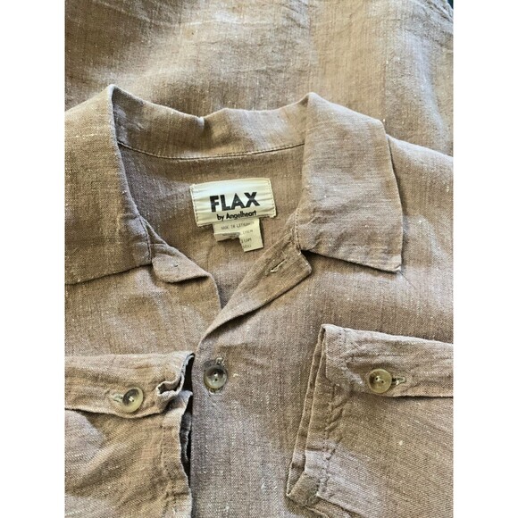 FLAX Vintage Jeanne Engelhart Sz M Heavy Linen Blouse Shirt Jacket Top - Picture 4 of 4
